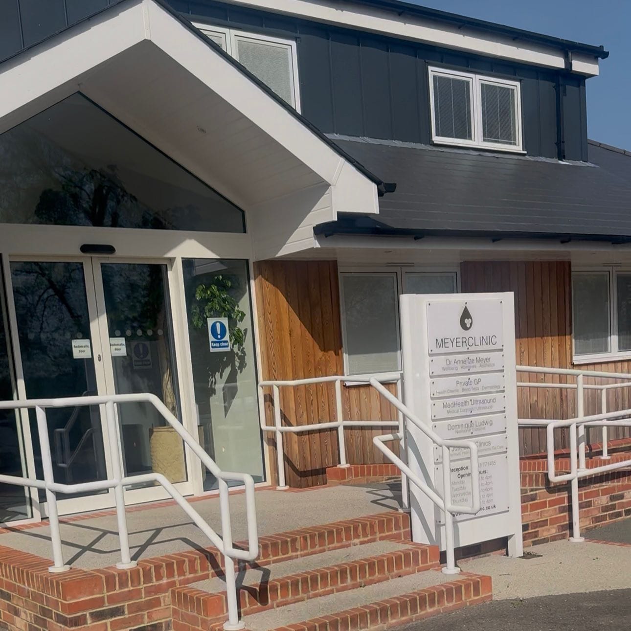 Meyer Clinic building and free on-site parking in Fishbourne, Chichester.